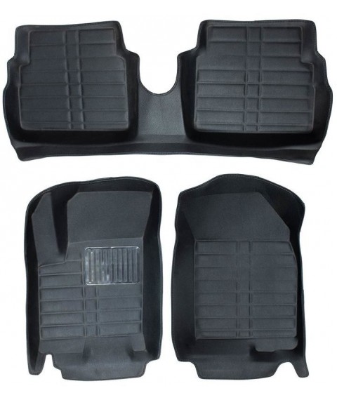 طقم دواسات5D هيونداى اكسنت 2006:2009 للسيارة 3 قطع - اسود