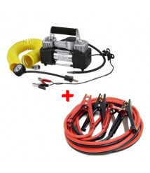 كمبروسر اطارات 2 بستم  12 فولت + كابل توصيلات بطارية 300 امبير