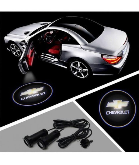 لوجو باب سيارة ظل ضوء الصمام شيفورلية - 2 قطعة