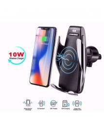 حامل وشاحن لاسلكي بمستشعر ذكي للموبايل على السياره ,لون فضي