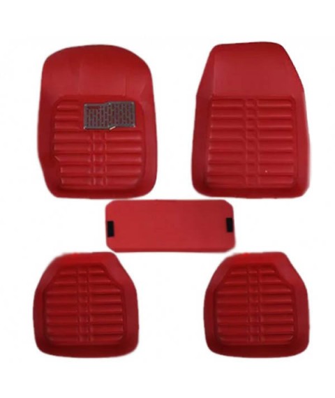 طقم دواسات 5D للسيارة 5 قطع - احمر غامق