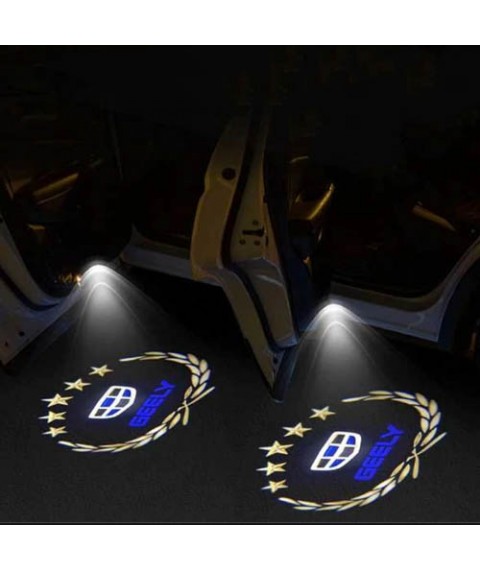 لوجو باب سيارة ظل ضوء الصمام جيلى- 2 قطعة