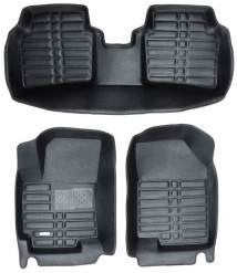 طقم دواسات 5D للسيارة 3 قطع - اسود  Kia Rio 2017