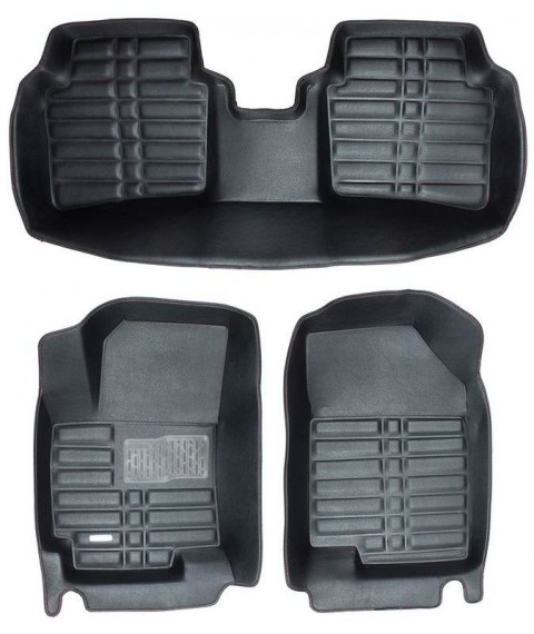 طقم دواسات 5D للسيارة 3 قطع - اسود  Kia Rio 2017