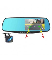 مراة سيارة بكاميرا امامية DVR بشاشة ال سي دي 4.3  بوصة مع كاميرا خلفية لمساندة عملية رجوع السيارة للخلف