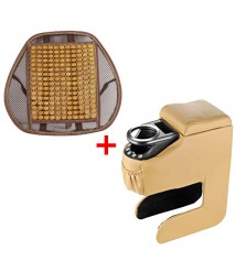 مسند ظهر لمقعد السيارة خرز عالي الجودةمع مسند يد للسائق -اللون بيج 