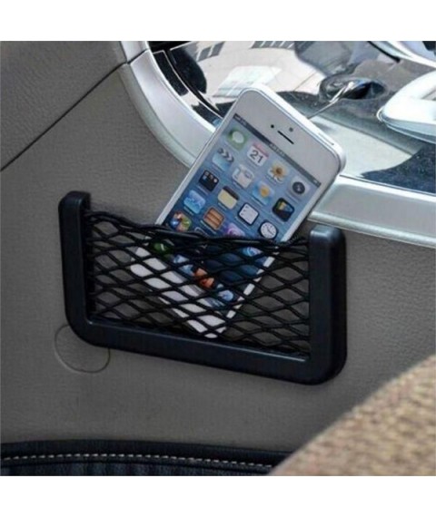 جيب شبكي مناسب لحفظ الجوال والاغراض الشخصية و مناسب لجميع انواع السيارات