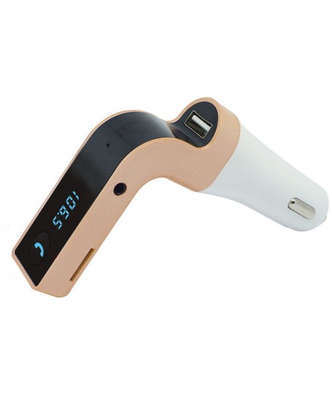 مشغل ام بي 3 للسيارة مع جهاز ارسال موجات اف ام، بتقنية بلوتوث ومدخل يو اس بي للشحن من - لون  ذهبي