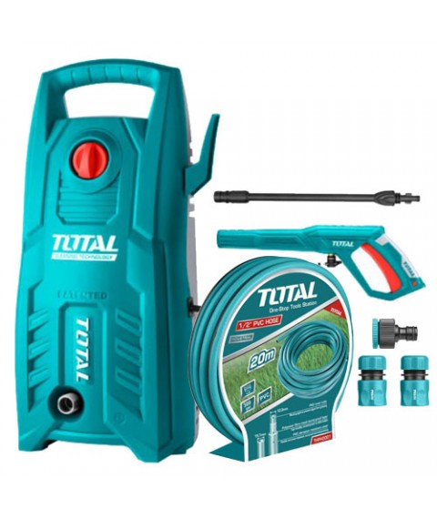 ماكينة غسيل ضغط عالي 1400 وات 130 بار من توتال TGT11316 مع خرطوم 20 متر و الوصلات