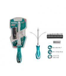 طقم مفك سوسته 12 قطعة  يد سوسته مع 10 سن مفك من توتال