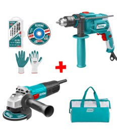 شنيور دقاق 680 واط  & صاروخ 4.5 بوصة مع شنطة & جوانتى & طقم بنط & حجر قطعية من توتال  