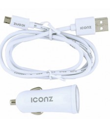 شاحن سيارة ايقونز مع كابل مايكرو يو اس بي ، منفذين ، ابيض- ICCR224W